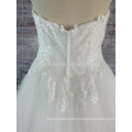 New collection classic block import lace trim appliqued sweep train wedding dress ML020